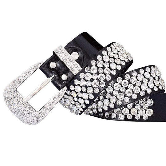Rhinestone Leather Belt For Women, Syndra Model - Leather Purse Backpack