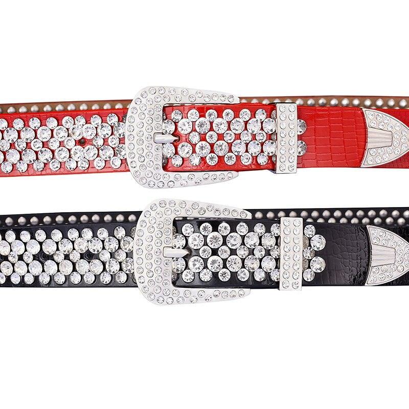 Rhinestone Leather Belt For Women, Syndra Model - Leather Purse Backpack