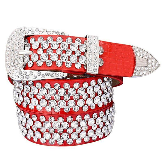 Rhinestone Leather Belt For Women, Syndra Model - Leather Purse Backpack
