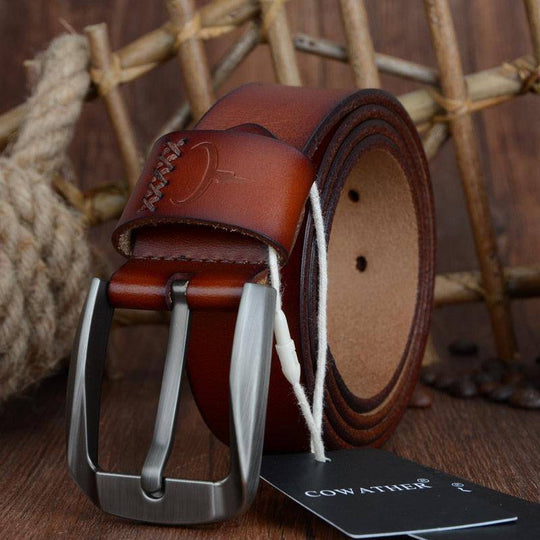 Designer Casual Leather Belt For Men, Mustang Model - Leather Purse Backpack