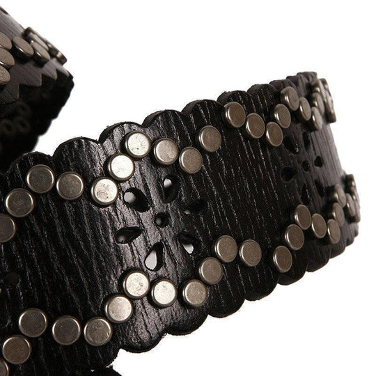 Luxury Studded Leather Belt For Women, Elmyra Model - Leather Purse Backpack