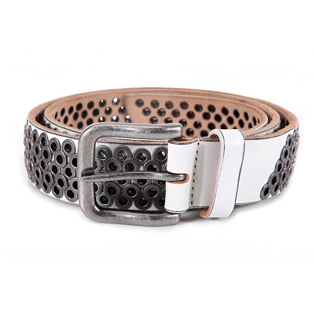 Modern Studded Leather Belt For Women, Ingunn Model - Leather Purse Backpack