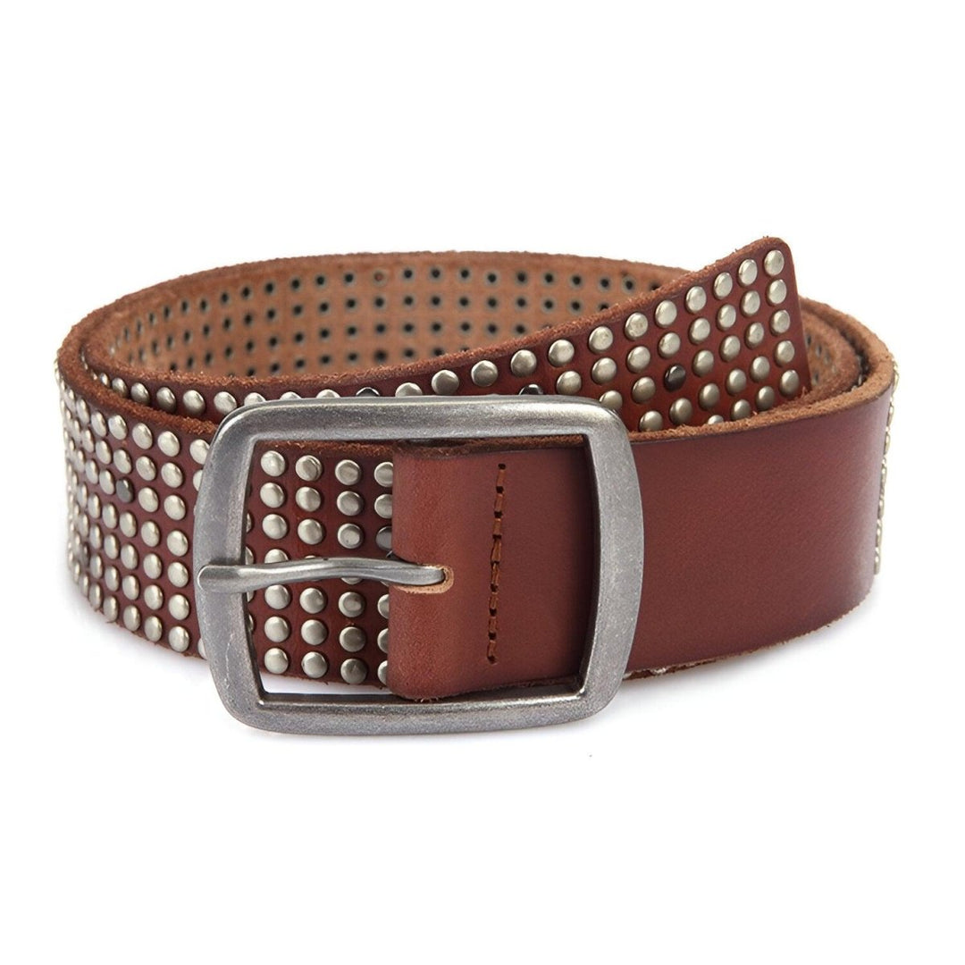 Designer Studded Leather Belt For Women, Tiril Model - Leather Purse Backpack