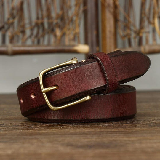 Leather Belt With Gold Buckle For Woman, Meena Model - Leather Purse Backpack