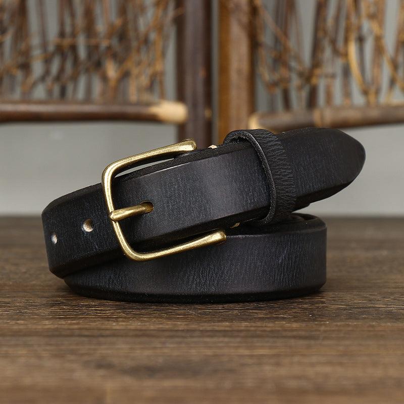 Leather Belt With Gold Buckle For Woman, Meena Model - Leather Purse Backpack