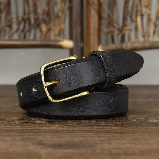 Leather Belt With Gold Buckle For Woman, Meena Model - Leather Purse Backpack