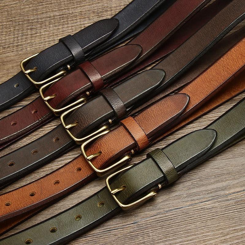 Leather Belt With Gold Buckle For Woman, Meena Model - Leather Purse Backpack