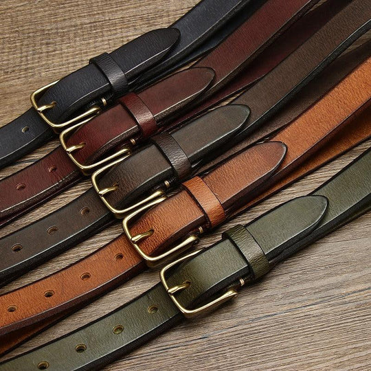 Leather Belt With Gold Buckle For Woman, Meena Model - Leather Purse Backpack