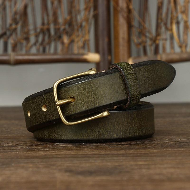 Leather Belt With Gold Buckle For Woman, Meena Model - Leather Purse Backpack