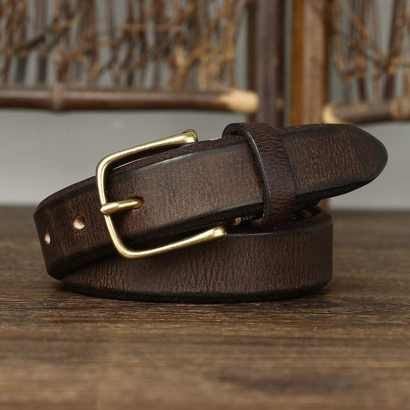 Leather Belt With Gold Buckle For Woman, Meena Model - Leather Purse Backpack