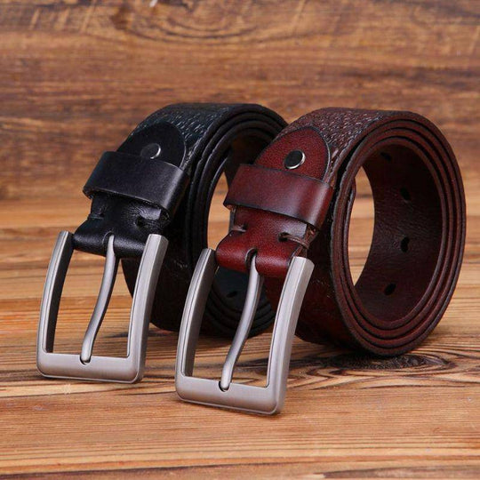 Crocodile Pattern Leather Belt With Silver Buckle For Men, Alen Model - Leather Purse Backpack