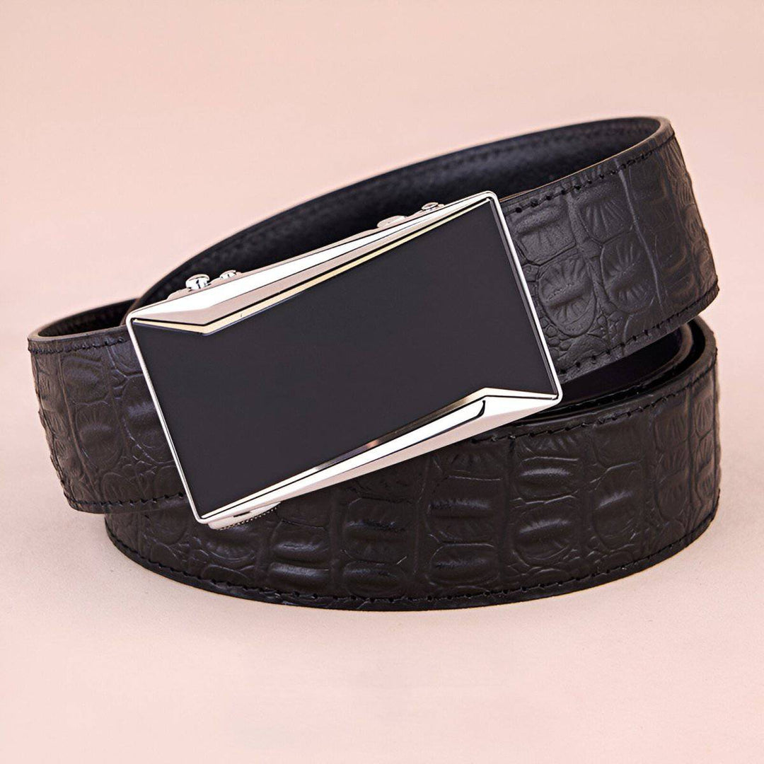 Full Grain Leather Suit Belt, Crocodile Style, For Men, Riccardo Model - Leather Purse Backpack