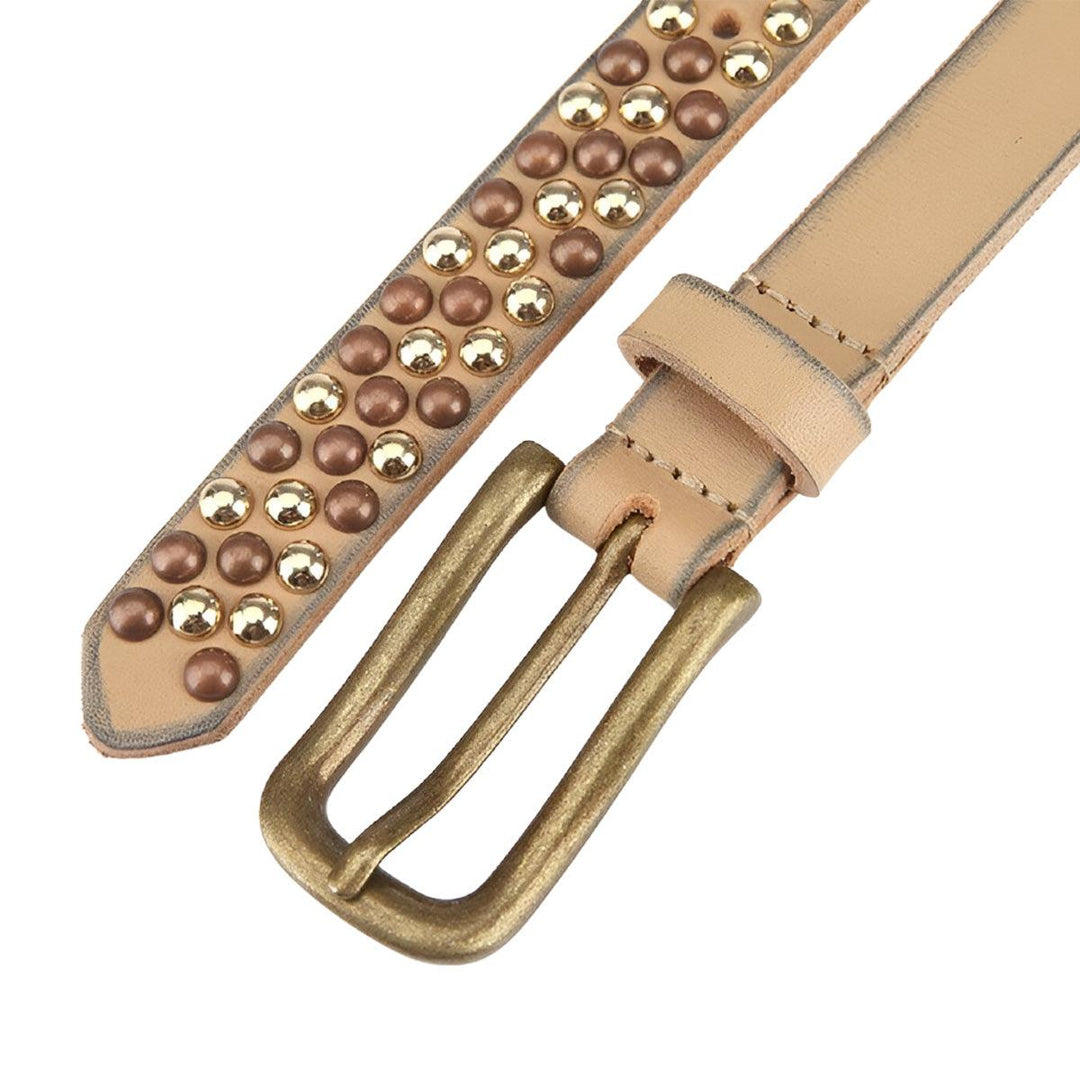 Modern Studded Gold Belt For Women, Mona Model - Leather Purse Backpack