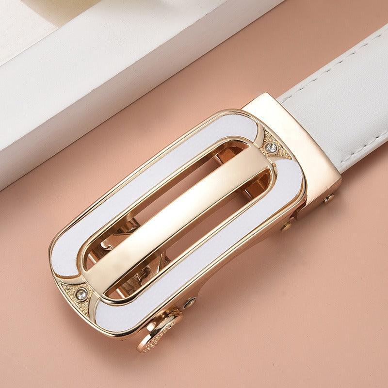 Leather Belt With Automatic Buckle For Women, Thema Model - Leather Purse Backpack