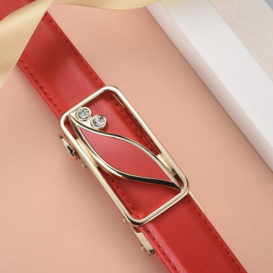 Leather Belt With Automatic Buckle For Women, Thema Model - Leather Purse Backpack