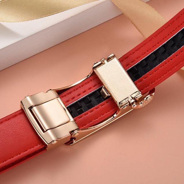 Leather Belt With Automatic Buckle For Women, Thema Model - Leather Purse Backpack