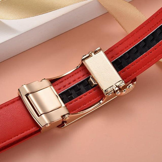 Leather Belt With Automatic Buckle For Women, Thema Model - Leather Purse Backpack