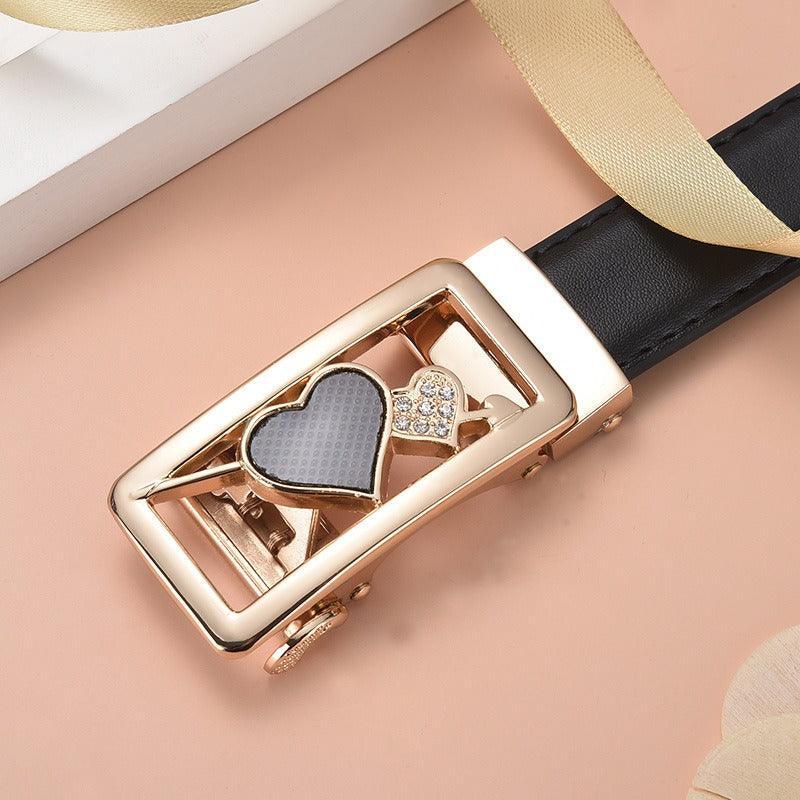 Leather Belt With Automatic Buckle For Women, Thema Model - Leather Purse Backpack