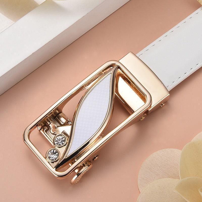 Leather Belt With Automatic Buckle For Women, Thema Model - Leather Purse Backpack