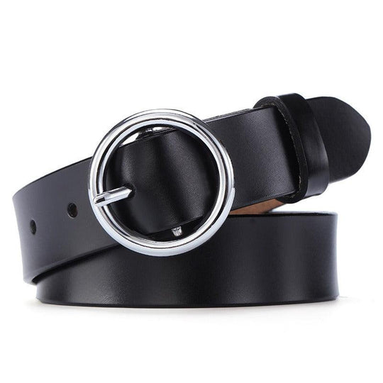 Leather Belt With Round Buckle For Women, Khatia Model - Leather Purse Backpack