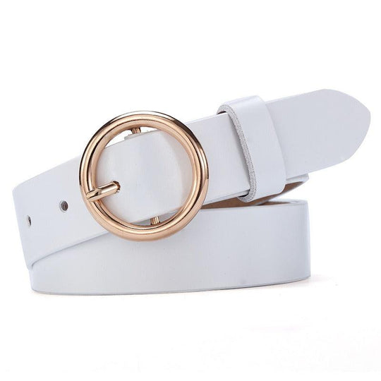 Leather Belt With Round Buckle For Women, Khatia Model - Leather Purse Backpack