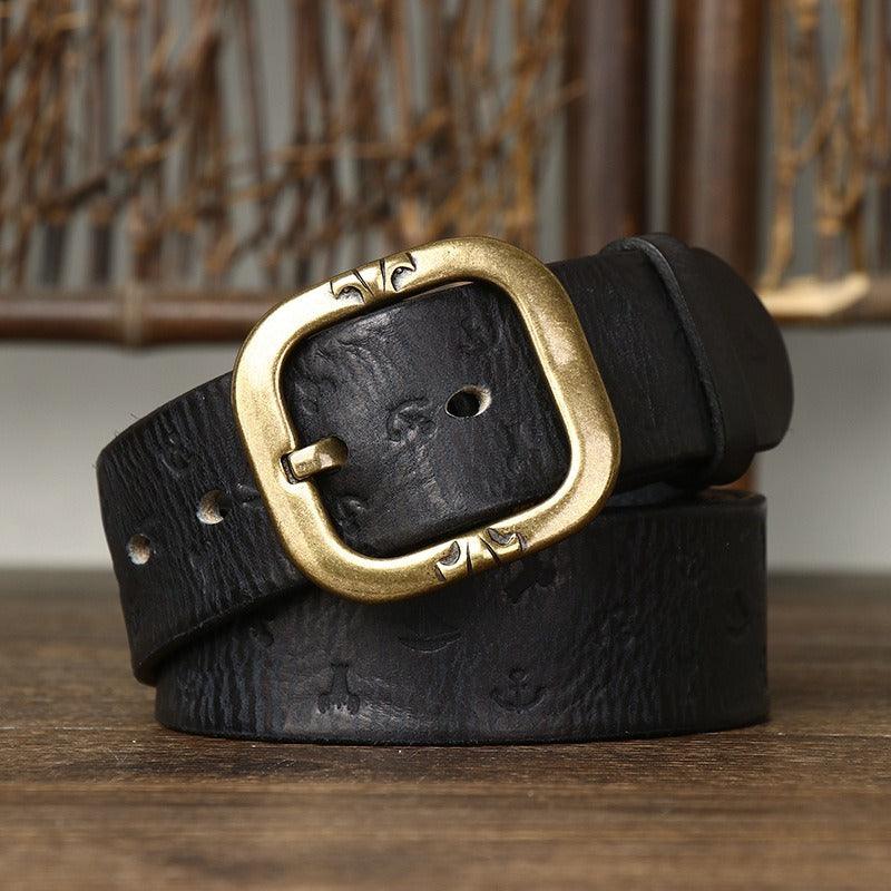 Leather Belt With Marine Patterns For Woman, Kunal Model - Leather Purse Backpack