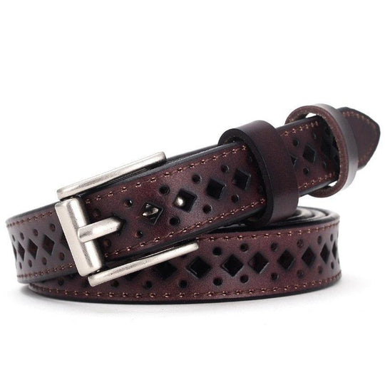 Openwork Leather Belt For Women, Medea Model - Leather Purse Backpack