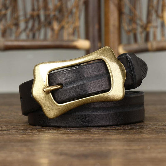 Leather Belt With Feather Pattern, For Women, Radhika Model - Leather Purse Backpack