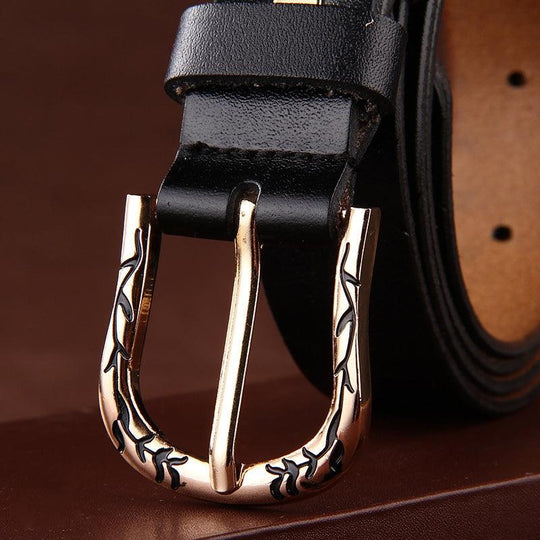 Decorated Leather Belt For Women, Paulina Model - Leather Purse Backpack