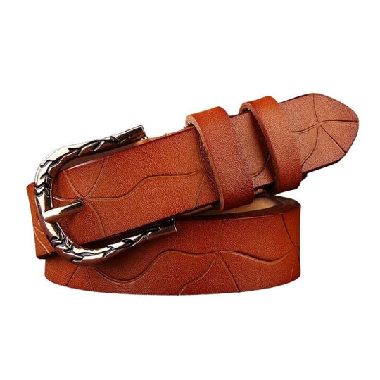 Decorated Leather Belt For Women, Paulina Model - Leather Purse Backpack