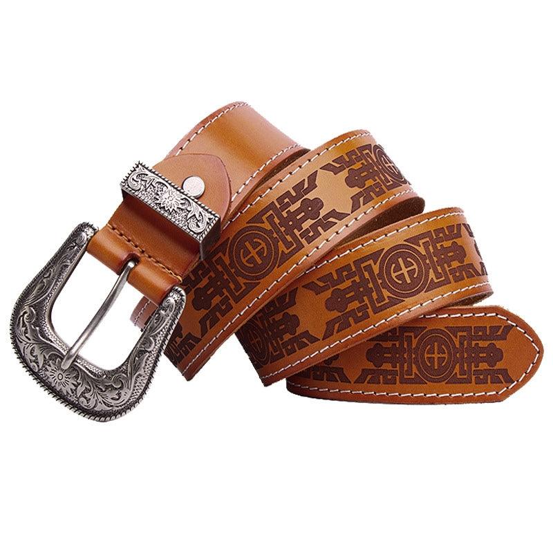 Western Engraved Leather Belt For Women, Injia Model - Leather Purse Backpack
