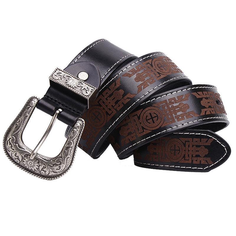 Western Engraved Leather Belt For Women, Injia Model - Leather Purse Backpack