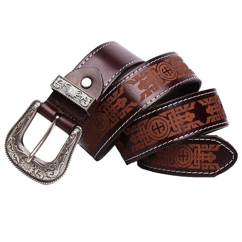 Western Engraved Leather Belt For Women, Injia Model - Leather Purse Backpack