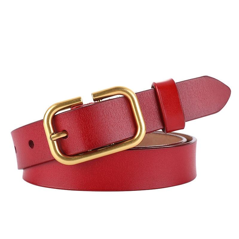 Retro Smooth Leather Belt For Women, Betty Model - Leather Purse Backpack