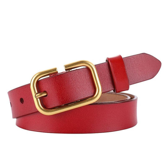 Retro Smooth Leather Belt For Women, Betty Model - Leather Purse Backpack