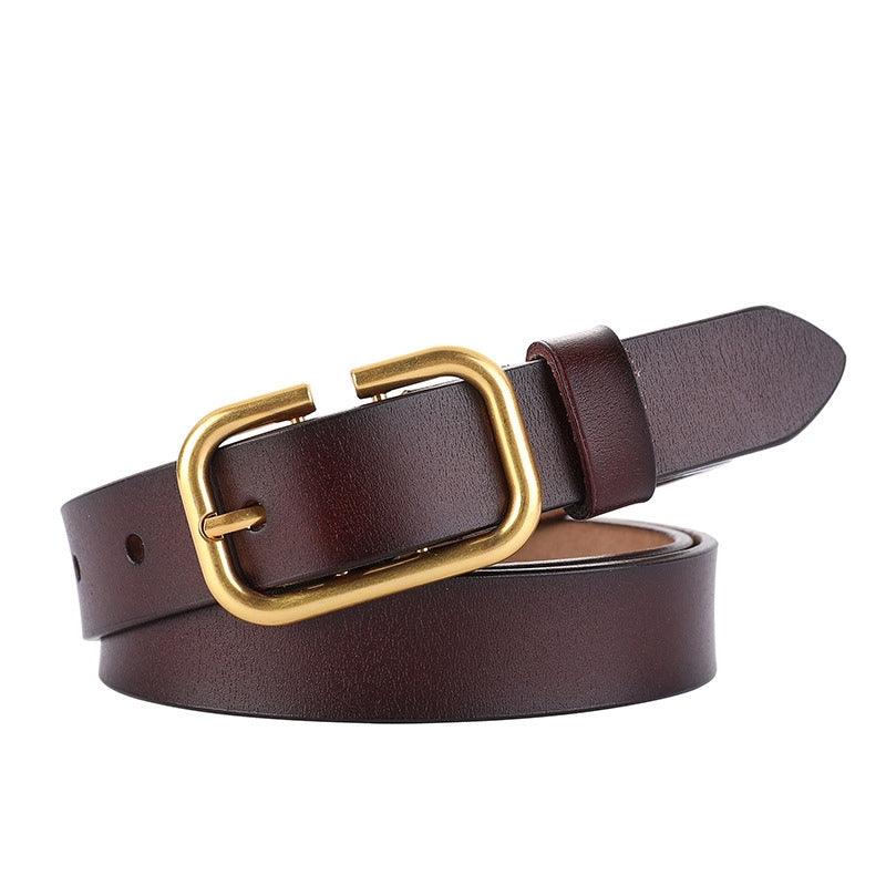 Retro Smooth Leather Belt For Women, Betty Model - Leather Purse Backpack