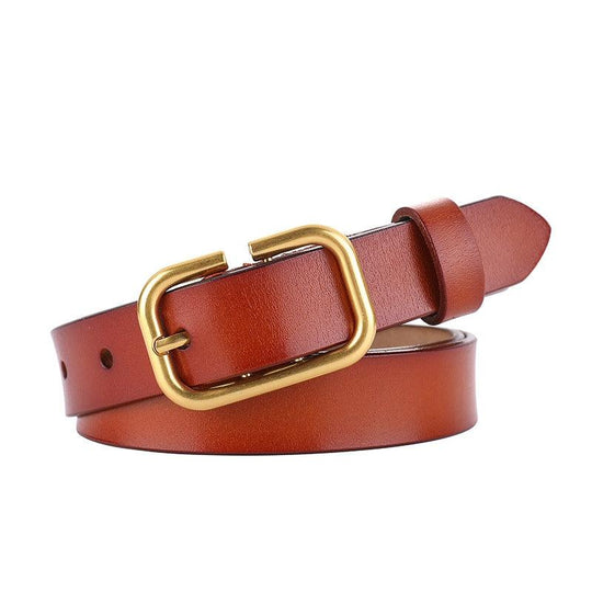 Retro Smooth Leather Belt For Women, Betty Model - Leather Purse Backpack