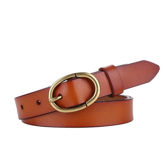 Retro Smooth Leather Belt For Women, Angela Model - Leather Purse Backpack