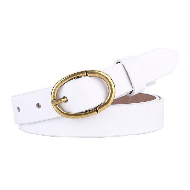 Retro Smooth Leather Belt For Women, Angela Model - Leather Purse Backpack
