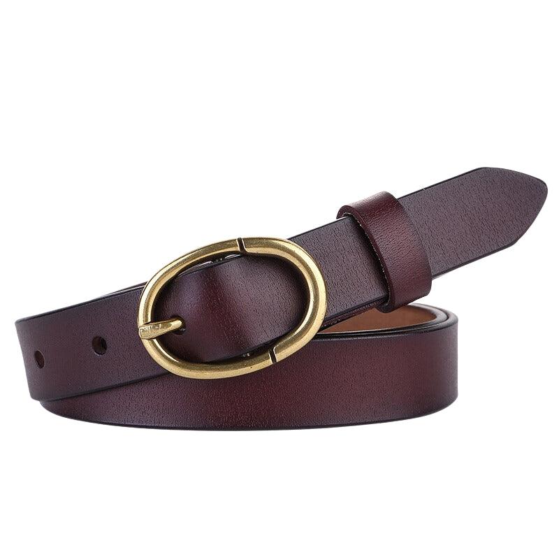 Retro Smooth Leather Belt For Women, Angela Model - Leather Purse Backpack