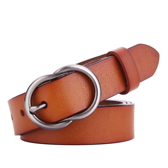 Smooth Leather Belt For Women With Retro Buckle, Erin Model - Leather Purse Backpack