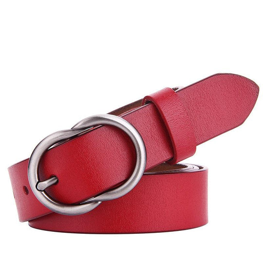 Smooth Leather Belt For Women With Retro Buckle, Erin Model - Leather Purse Backpack