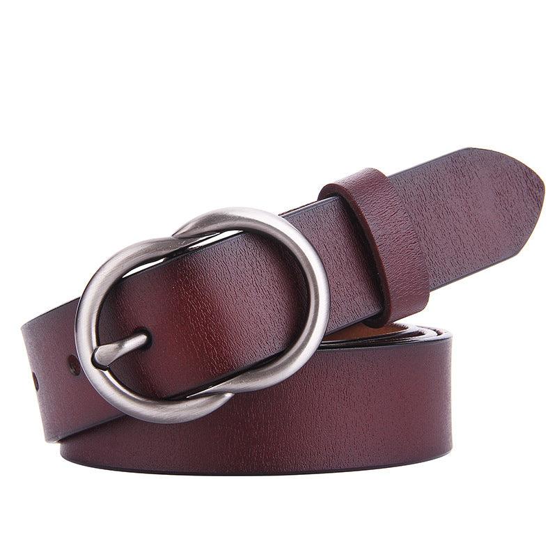 Smooth Leather Belt For Women With Retro Buckle, Erin Model - Leather Purse Backpack