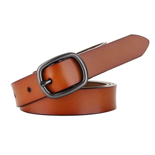Smooth Leather Belt For Women With Single Buckle, Anni Model - Leather Purse Backpack
