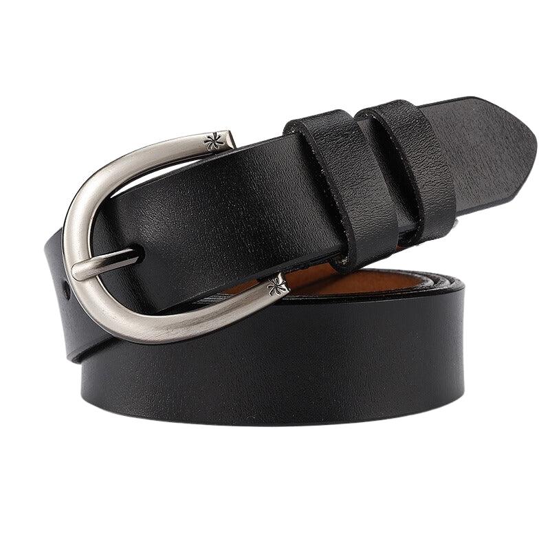 Leather Belt For Women With Star Decor Buckle, Shani Model - Leather Purse Backpack