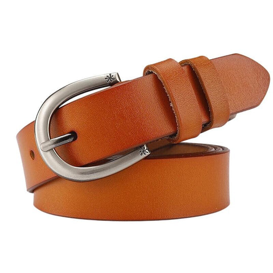 Leather Belt For Women With Star Decor Buckle, Shani Model - Leather Purse Backpack