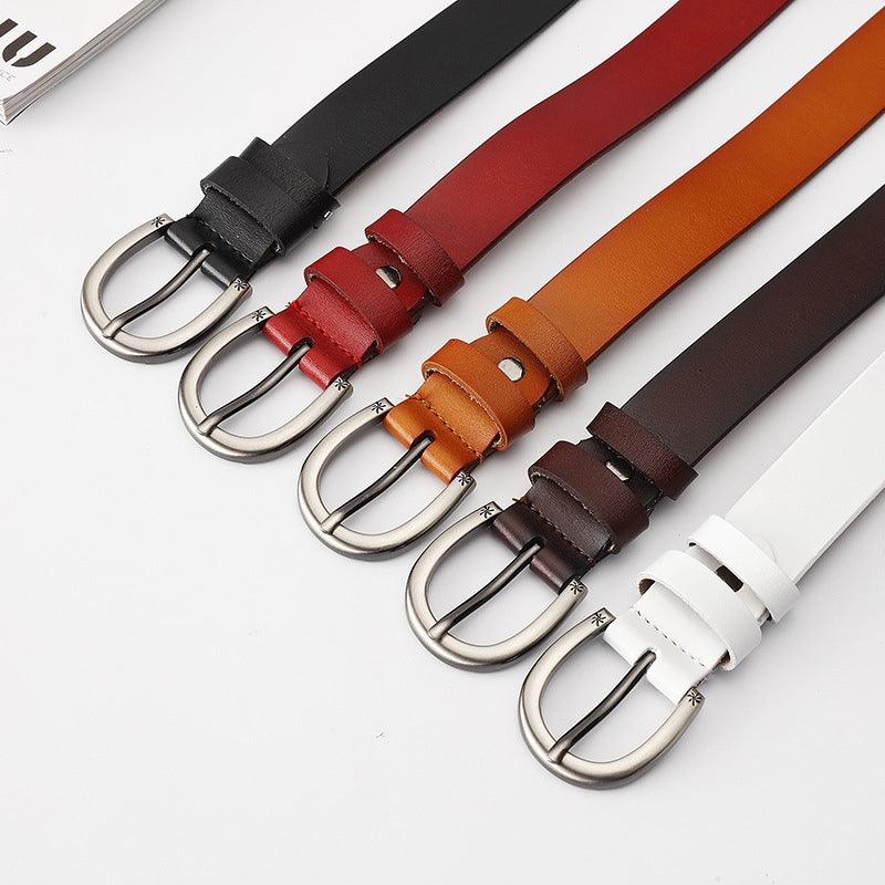 Leather Belt For Women With Star Decor Buckle, Shani Model - Leather Purse Backpack