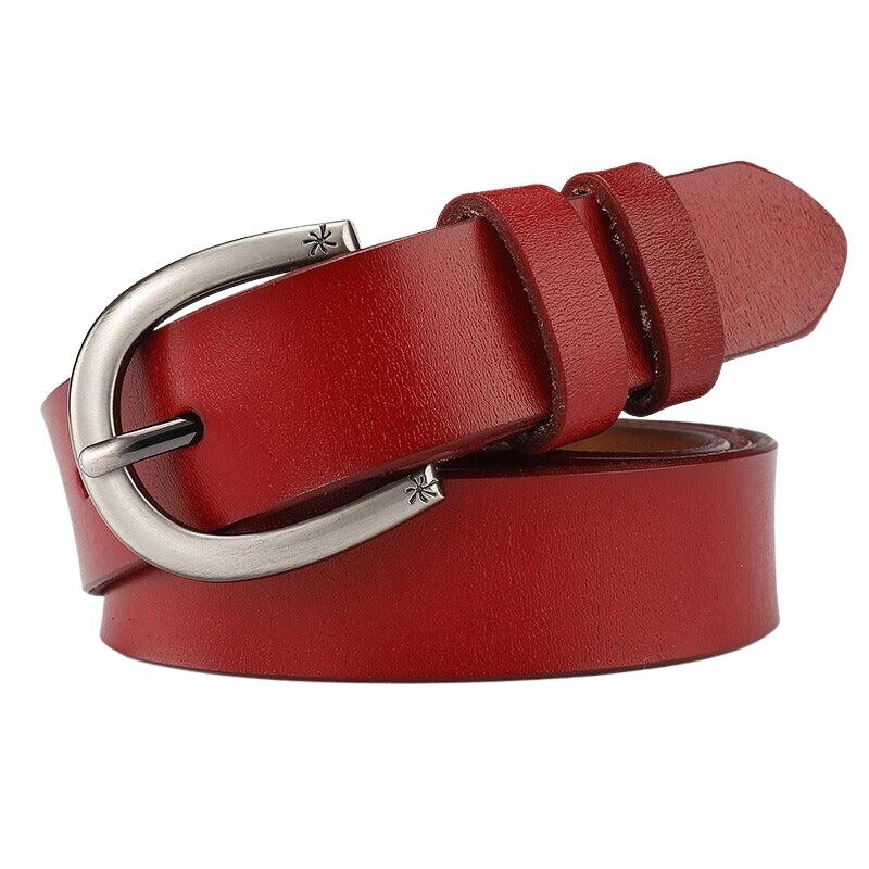 Leather Belt For Women With Star Decor Buckle, Shani Model - Leather Purse Backpack