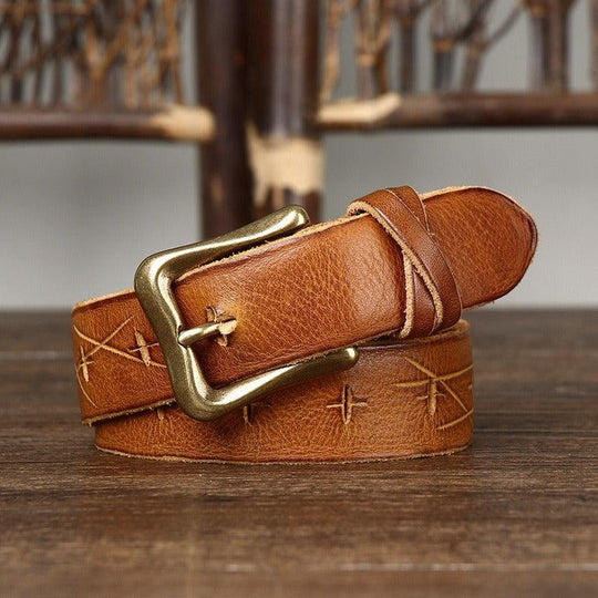 Leather Belt For Women With An Aged Effect, Aishwarya Model - Leather Purse Backpack