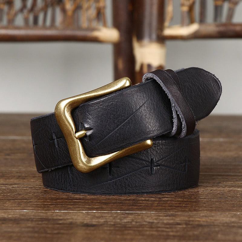 Leather Belt For Women With An Aged Effect, Aishwarya Model - Leather Purse Backpack